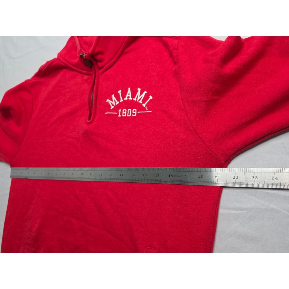League Miami RedHawks Football Sweatshirt Men's Medium Red Fleece Lined 1/4 Zip - Picture 7 of 7